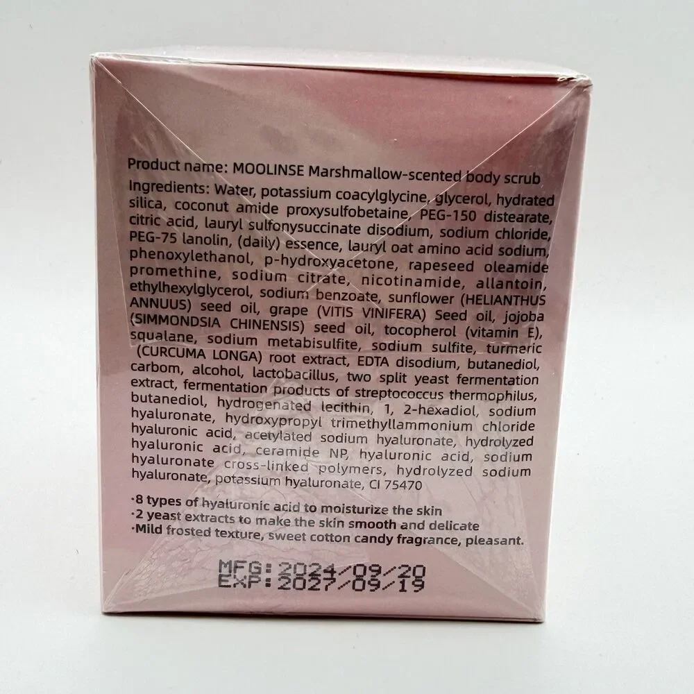 MOOLINSE Marshmallow Scent Body Scrub 8.8 oz Exfoliating Moisturizing New Sealed